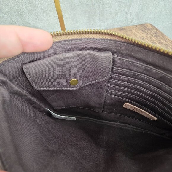 Madewell Nubuck Pouch Clutch Patchwork Edition Distant Sand Multi Spiral Western - Picture 8 of 11